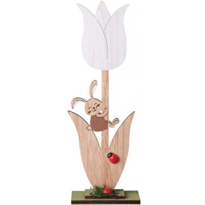 Maják Dekorace 100x290mm tulipán se zajíčkem přírodní – Sleviste.cz