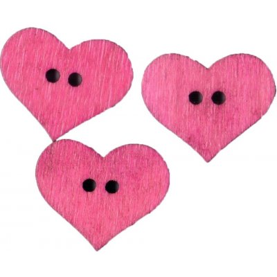 Dřevěný Knoflík Srdce Fuchsiový 16 x 19 mm – Hledejceny.cz