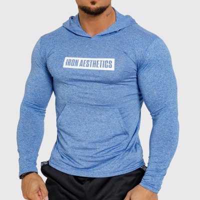 Pánské tričko s kapucí Iron Aesthetics Active Fit modré Modrá