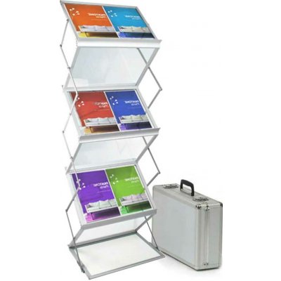 A-Z Reklama CZ Mobilní Oboustranný skládací stojan na letáky ZED UP 12x A4 s přenosným kufrem - Stříbrný – Zboží Živě