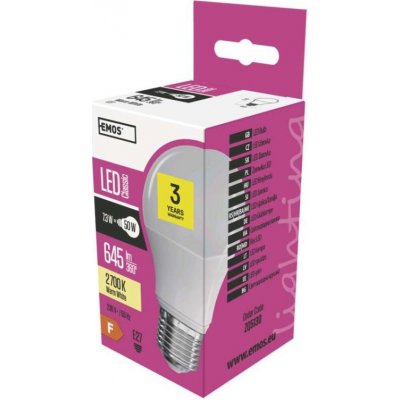 Emos LED žárovka Classic A60 E27 7,3 W 50 W 645 lm teplá bílá ZQ5130 – Hledejceny.cz