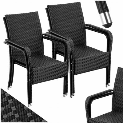 tectake 406063 ratanová židle girona, stohovatelná, nosnost 120 kg sada 4 kusů – Hledejceny.cz
