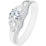 Šperky eshop Blýskavý prsten ze stříbra 925 čirá mašlička ze zirkonů a třpytivá linie J16.06 – Sleviste.cz