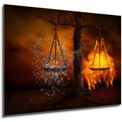 Skleněný obraz 1D - 100 x 70 cm - Balance between fire and water Rovnováha mezi ohněm a vodou – Zboží Mobilmania