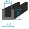 Těsnění válce 00535018 Pryžový profil tvaru "U", 12x14/8mm, 60°Sh, EPDM, -40°C/+100°C, černý