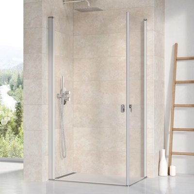 Ravak CHROME CRV1 - 80 satin+Transparent, otevírací sprchové dveře 80 cm - pro vytvoření rohového sprchového koutu čtverec nebo obdélník (polovina rohového koutu – Zboží Mobilmania