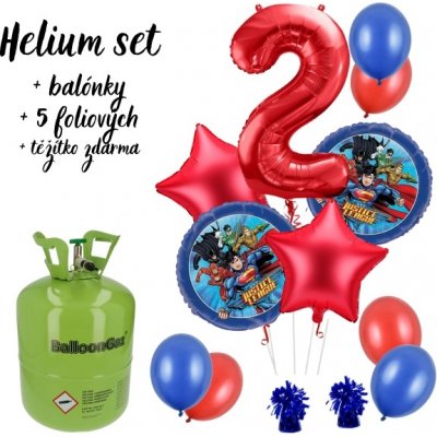 MojeParty Helium set Výhodný set helium a balonky Liga spravedlnosti 2 – Zboží Mobilmania