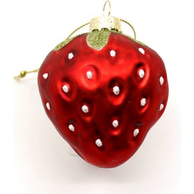 SEIZIS Jahoda skleněná závěsná červená, 7cm – Zboží Dáma