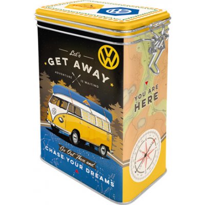 Postershop Plechová s klipem VW Let's Get Away 1,3 l – Zboží Mobilmania