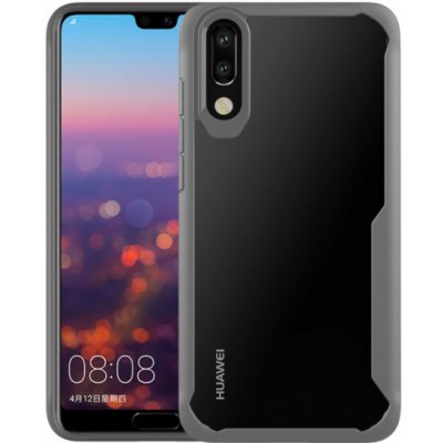 Pouzdro JustKing nárazuvzdorné čiré s rámečkem Huawei P20 - šedé