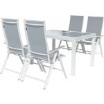 LIVARNO home Sada hliníkového zahradního nábytku s rozkládacím stolem a křesly Houston, 5dílná, bílá/šedá – Zboží Mobilmania