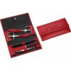 Kosmetické nůžky Hans Kniebes 5 pcs. red leather Sonnenschein 3022-0005