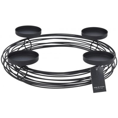 Svícen na 4 svíčky kul. pr. 35, 5 x 32 x 7 cm kov.drátěný ČERNÝ – Hledejceny.cz