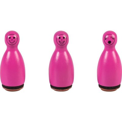 HEYDA Dřevěná razítka kuželky smajlíci růžové – Zboží Mobilmania