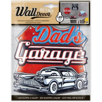 Wall decor Retro Dads Garage - samolepící svítící dekorace 18x23 cm – Zboží Mobilmania