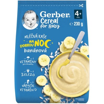 Gerber Cereal for Baby Mléčná kaše na dobrou noc banánová 230 g – Zbozi.Blesk.cz