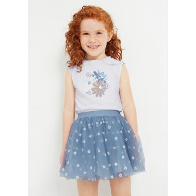 Mayoral dívčí komplet triko+sukně 3950/61 bílá/modrá