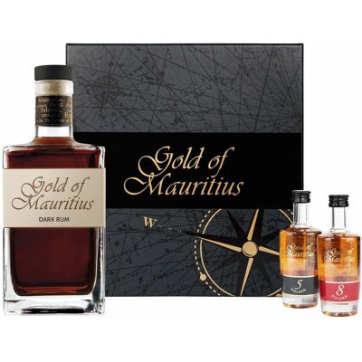 Gold of Mauritius Dark Rum 2 x 0,05 l + 40% 0,8 l (kazeta) – Zboží Mobilmania