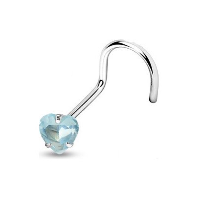 Šperky4U Zahnutý piercing do nosu srdíčko tyrkysový zirkon N01057-Q – Sleviste.cz