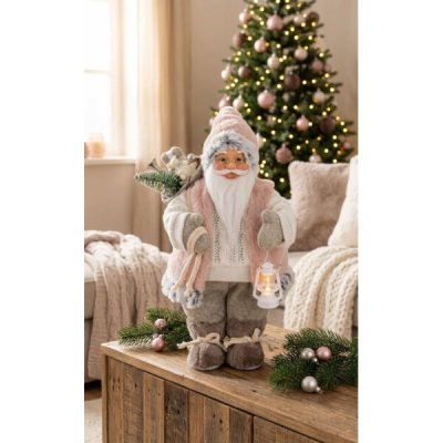 Dekorace MagicHome Santa, s dárkem, růžovo-hnědý, 30 cm – Hledejceny.cz