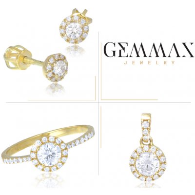 Gemmax Jewelry souprava zlatých šperků se zirkony náušnice prsten a přívěsek GLSYB-1722-1740-1742 – Zboží Mobilmania