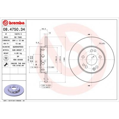 BREMBO Brzdový kotouč 08.4750.34