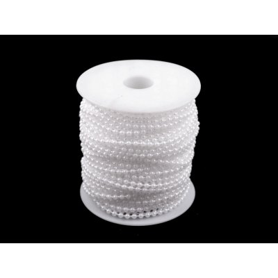 Prima-obchod Perlový řetěz Ø3 mm sněhově bílá barva bílá sněhová – Zboží Dáma