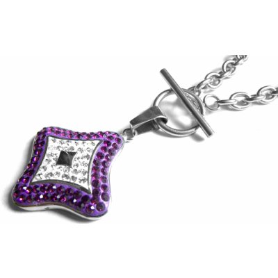 Steel Jewelry Náhrdelník fialový s krystalky z chirurgické oceli NH121111
