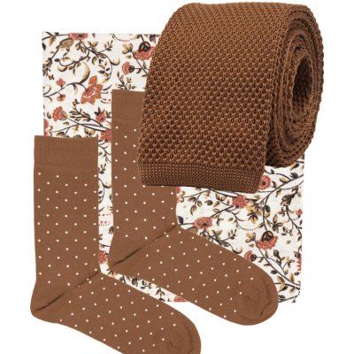 Bubibubi Hnědá sada Caramel s pletenou kravatou – Zboží Dáma