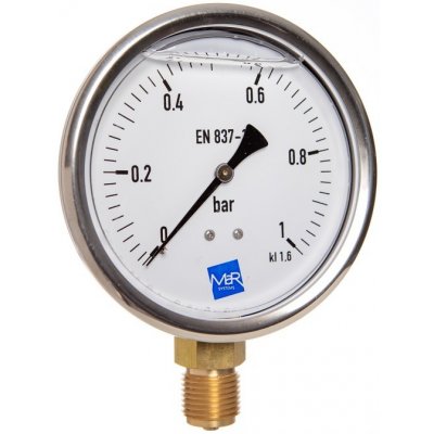 MANOMER manometr P300 / MI100G 0/1bar, G1/2" spodní přip. + glycerin – Sleviste.cz