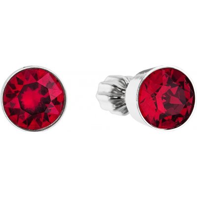 Evolution Group stříbrné pecka se Swarovski krystaly červené kulaté 31113.3 ruby