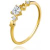 Prsteny Šperky Eshop Prsten ze žlutého zlata motiv srdcí čiré zirkony S5GG261.21