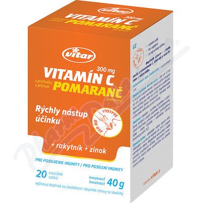 Vitar Vitamin C 300 mg+rakytník+zinek sáčky 20 x 2 g – Hledejceny.cz