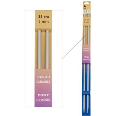 Storex Pletací jehlice PONY, hliníkové, rovné, 2 kusy, délka 35cm, velikost 5mm – Sleviste.cz