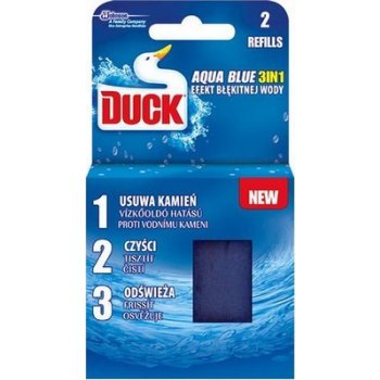 Duck Aqua Blue Efekt modré vody 3v1 WC závěsný čistič náhradní náplň 2 x 40 g