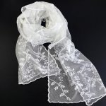 Classic Scarf vyšívaná šála krajka bílá – Zboží Mobilmania