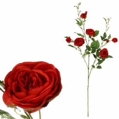 Autronic Růže s devíti květy, barva červená, umělá květina KT7908 RED – Zboží Mobilmania