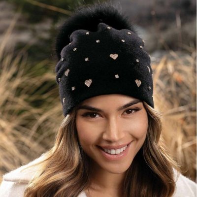 Krumlovanka dámská černá zimní čepice s bambulí Woolmark Quality W-0829/018 – Hledejceny.cz