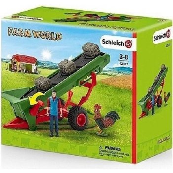 Schleich Zemědělský dopravník na seno s farmářem