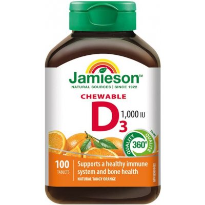 Jamieson Vitamín D3 1000 IU pomeranč cucací 100 tablet – Hledejceny.cz