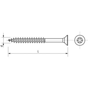 Vrut se zápustnou hlavou na torx částečný závit 6 x 100 mm Zn