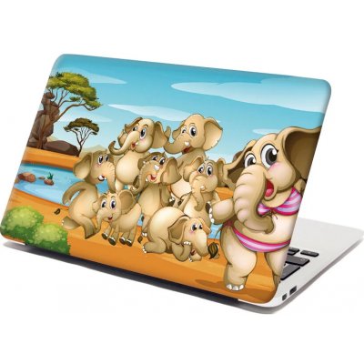 Sablio Samolepka na notebook Sloni - 38x26 cm – Zboží Živě