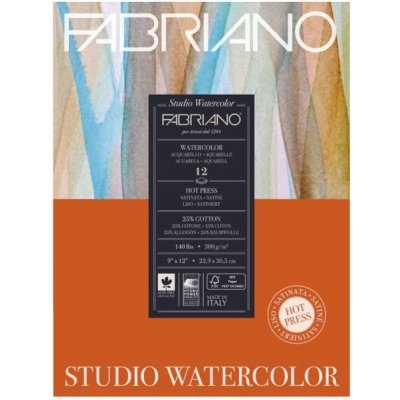 Akvarelový papír Fabriano Studio Watercolour Hot Press 22,9x30,5 cm, 300g, 12 listů, blok – Zbozi.Blesk.cz