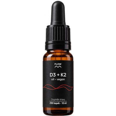 Flow D3 + K2 Vegan Oil kapky pro podporu imunity, kostí a činnosti svalů 10 ml – Hledejceny.cz