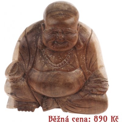 Bazar - soška dřevo Happy Buddha 15 cm světlá 02 – Zboží Mobilmania