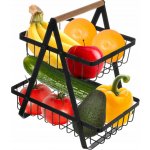 Ruhhy 24265 Dvoupatrový koš na ovoce kov dřevo – Zboží Mobilmania