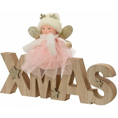 Vánoční dekorace anděl s nápisem XMAS, 24x2x16cm – Hledejceny.cz