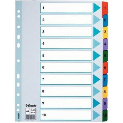Esselte Papírový rozlišovač Mylar A4, barevný, 1-10, 10 listů – Hledejceny.cz