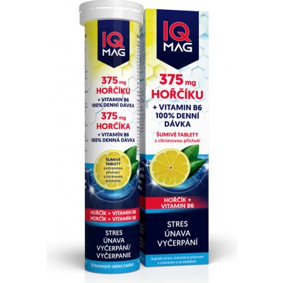 IQ Mag hořčík 375 mg + B6 šumivé tablety tablet 20 – Hledejceny.cz