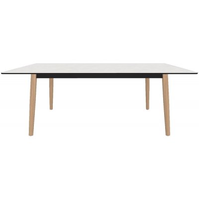 Varaschin Jídelní stůl Ellisse, 200x100x75,2 cm, rám hliník, nohy teak, deska HPL kat. B – Hledejceny.cz